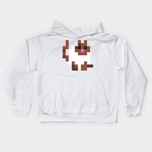 White and Brown Fat Pixel Cat Kids Hoodie